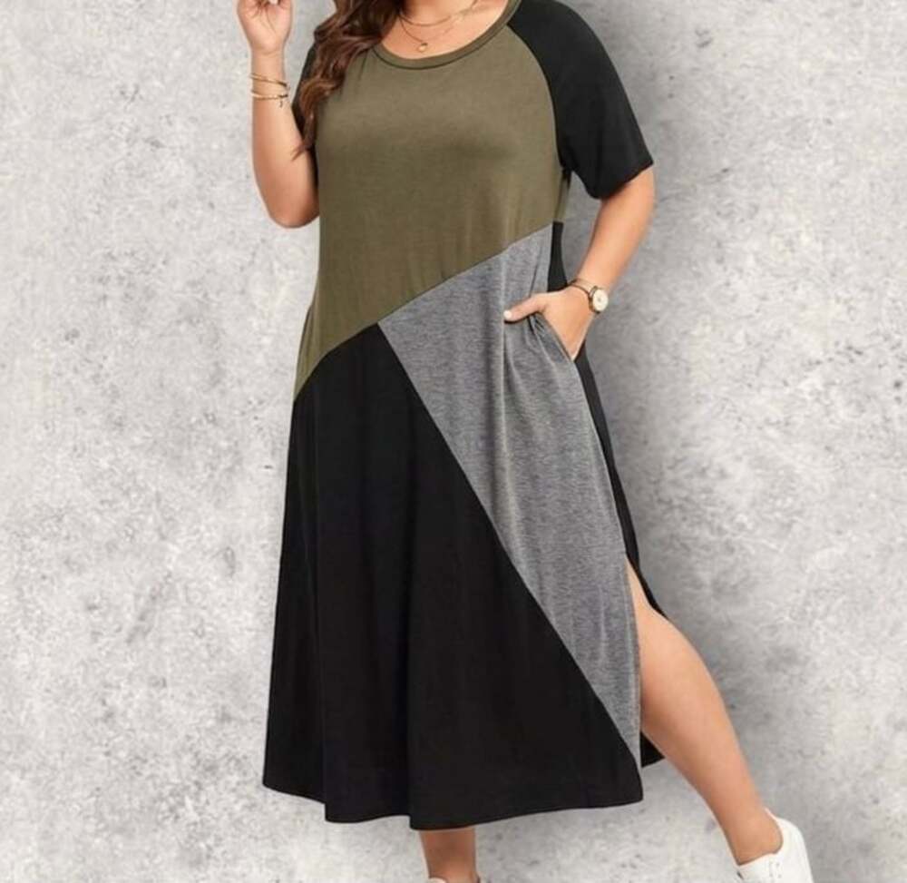 Plus Size 2x 18-20 BloomChic Colorblock with Pockets comfy T shirt Dress